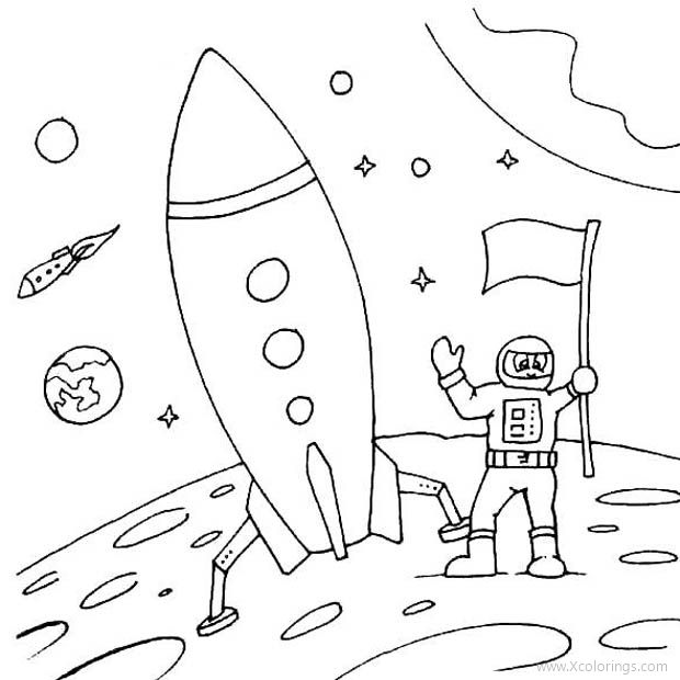 Free Astronaut Coloring Pages Landed on the Moon printable