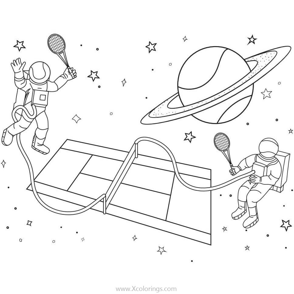 Free Astronaut Coloring Pages Playing Tennis printable