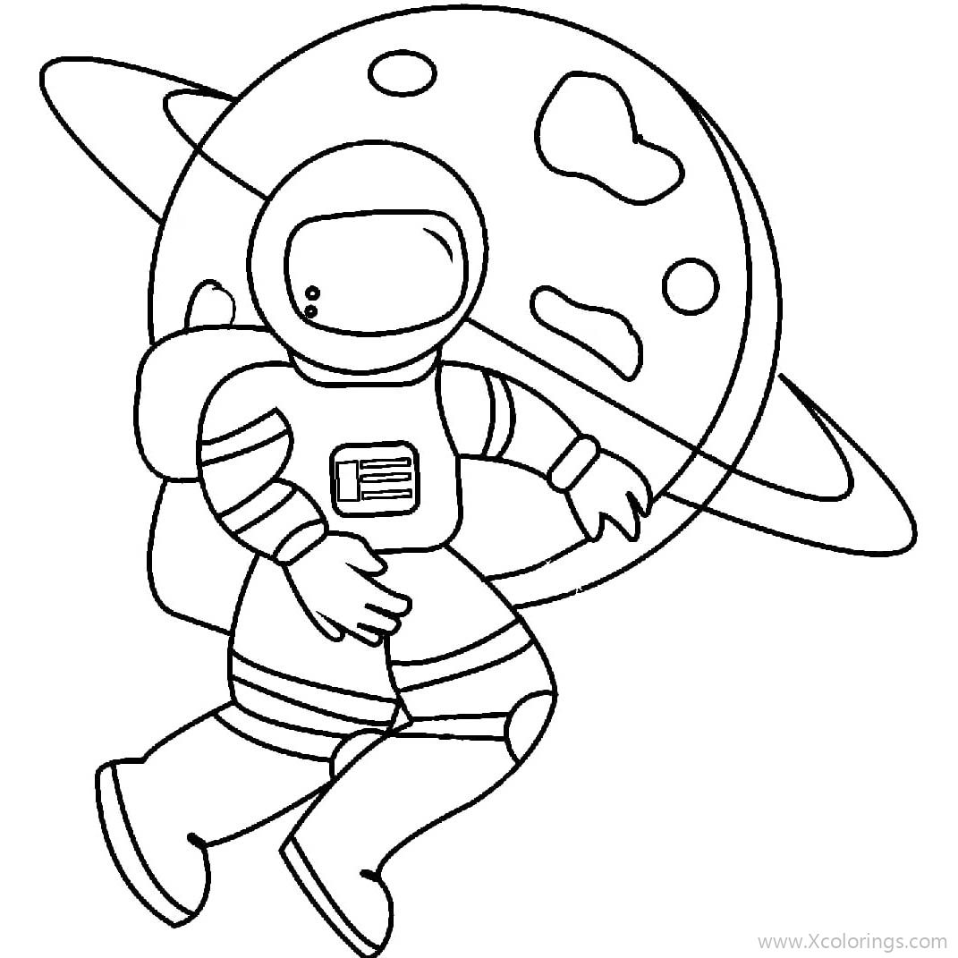Free Astronaut Coloring Pages with a Planet printable