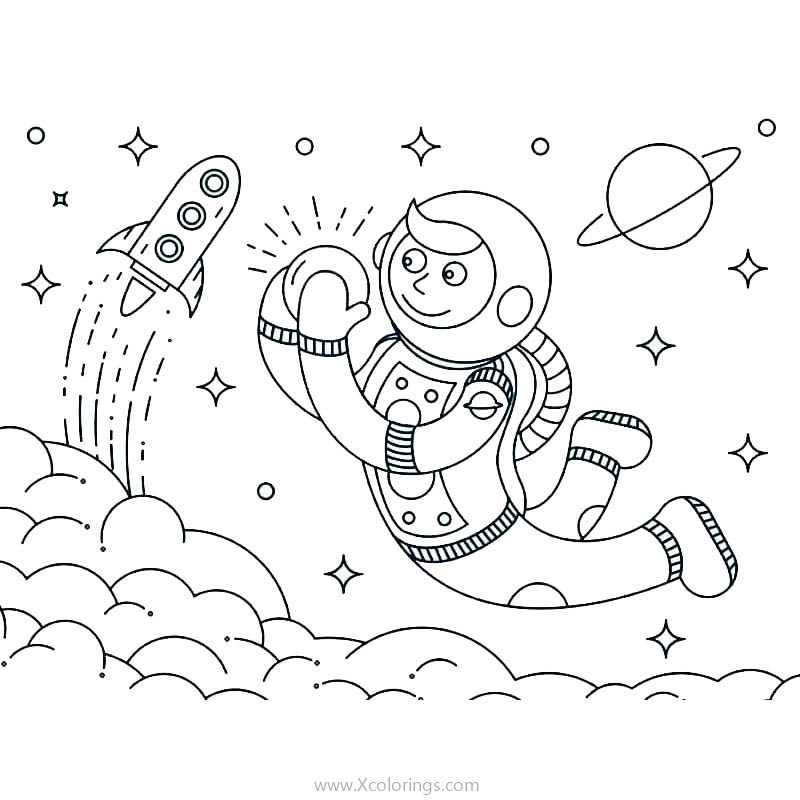Free Astronaut Exploring the Outer Space Coloring Pages printable