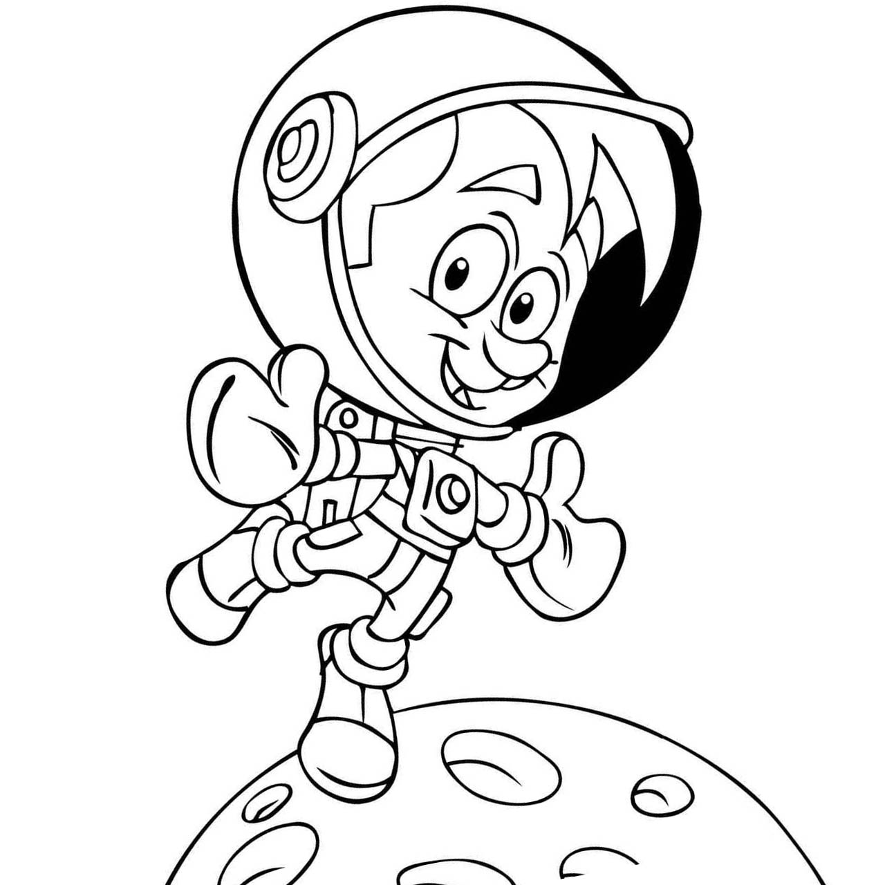 Free Astronaut Jumping On the Planet Coloring Pages printable