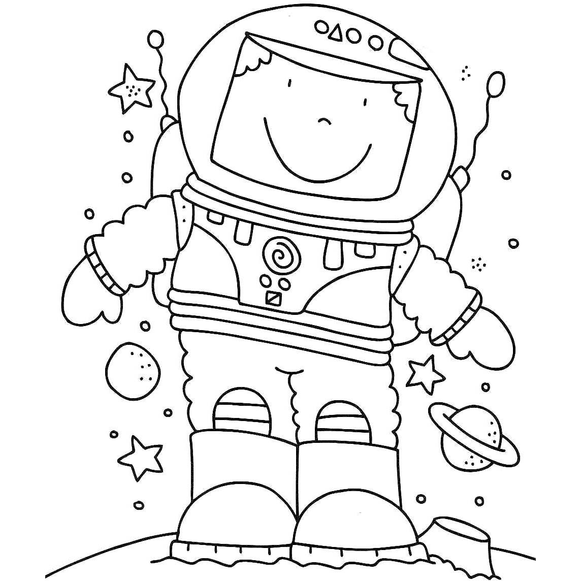 Free Astronaut Kid Coloring Pages printable