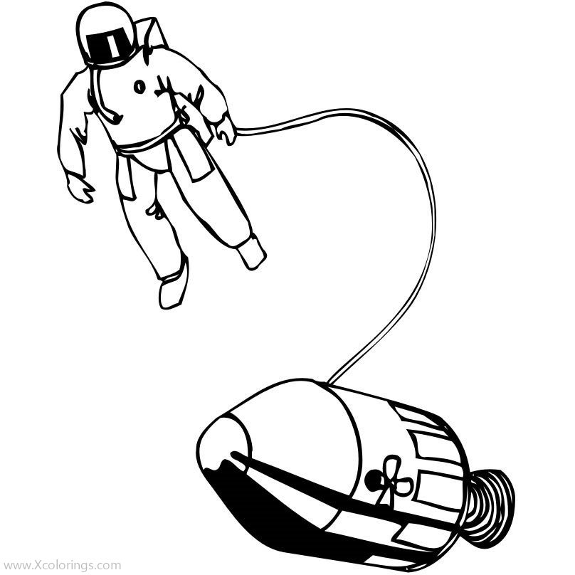 Free Astronaut Out of the Spaceship Coloring Pages printable