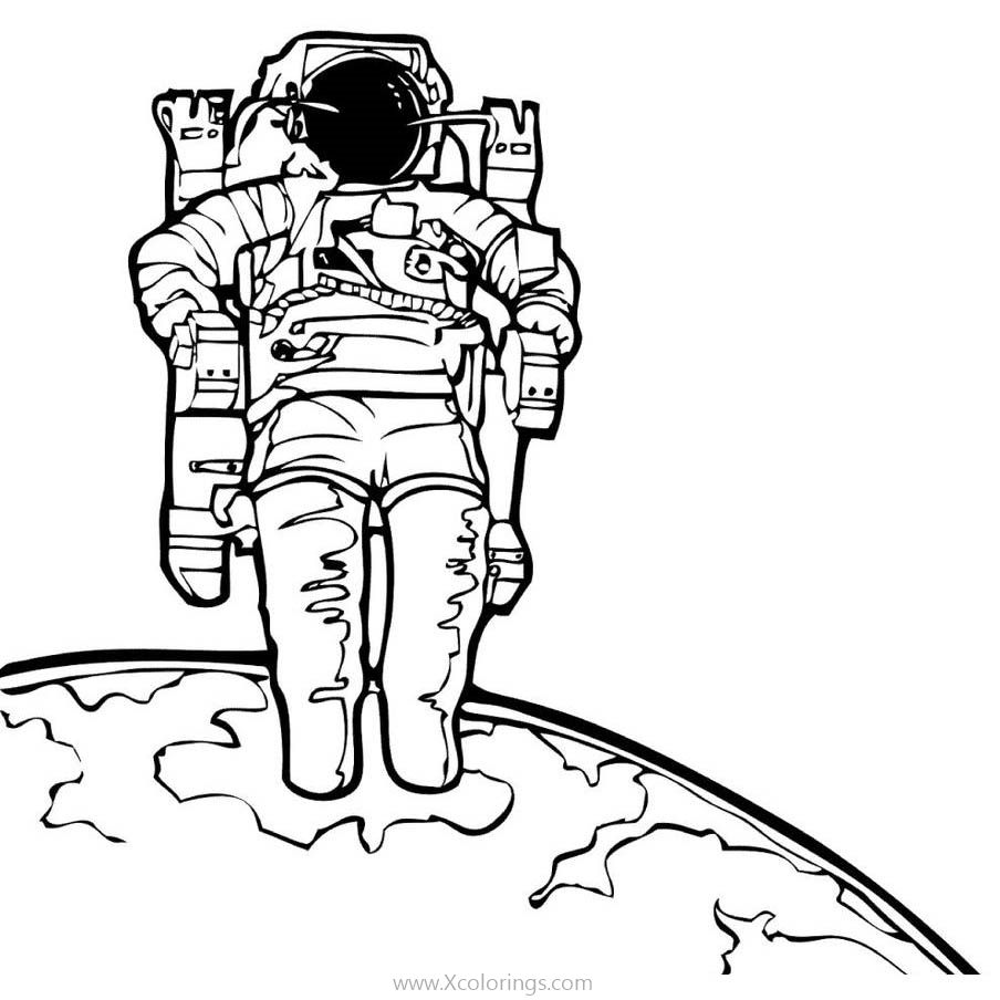 Free Astronaut Reached the Moon Coloring Pages printable