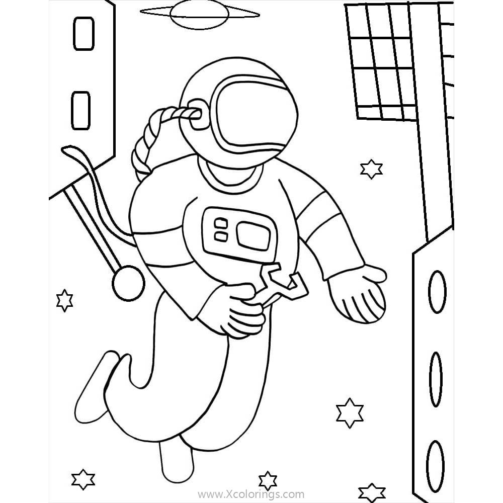 Free Astronaut Repairing Spaceship Coloring Pages printable