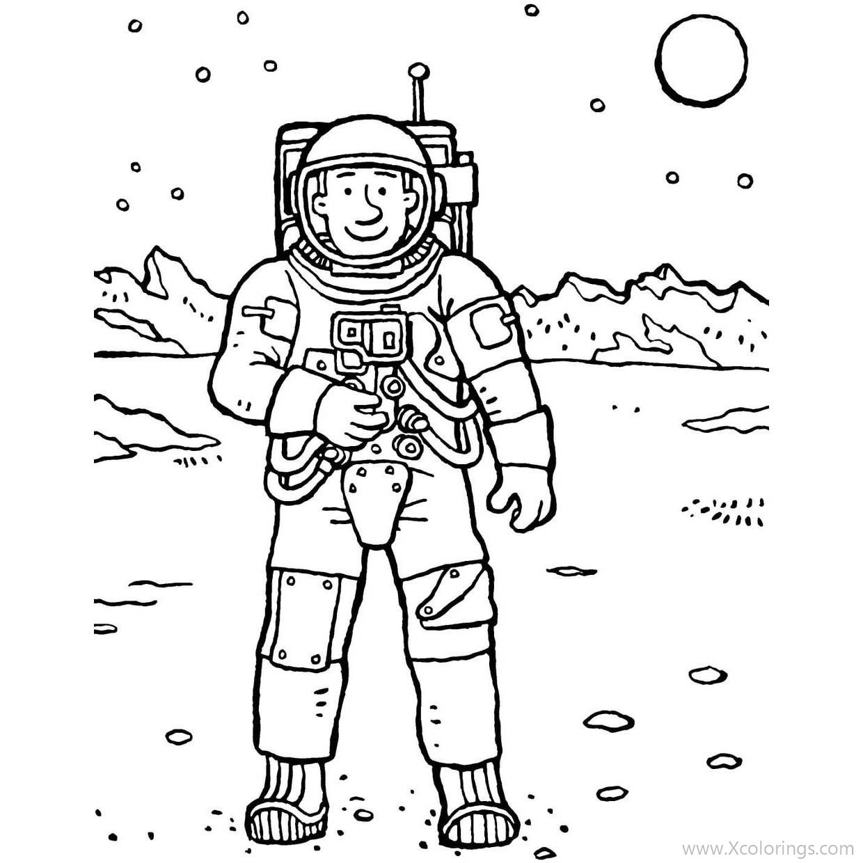 Free Astronaut Walking On the Planet Coloring Pages printable