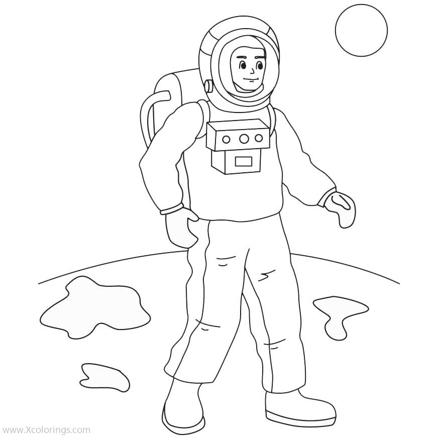 Free Astronaut Walking on the Moon Coloring Pages Printable printable