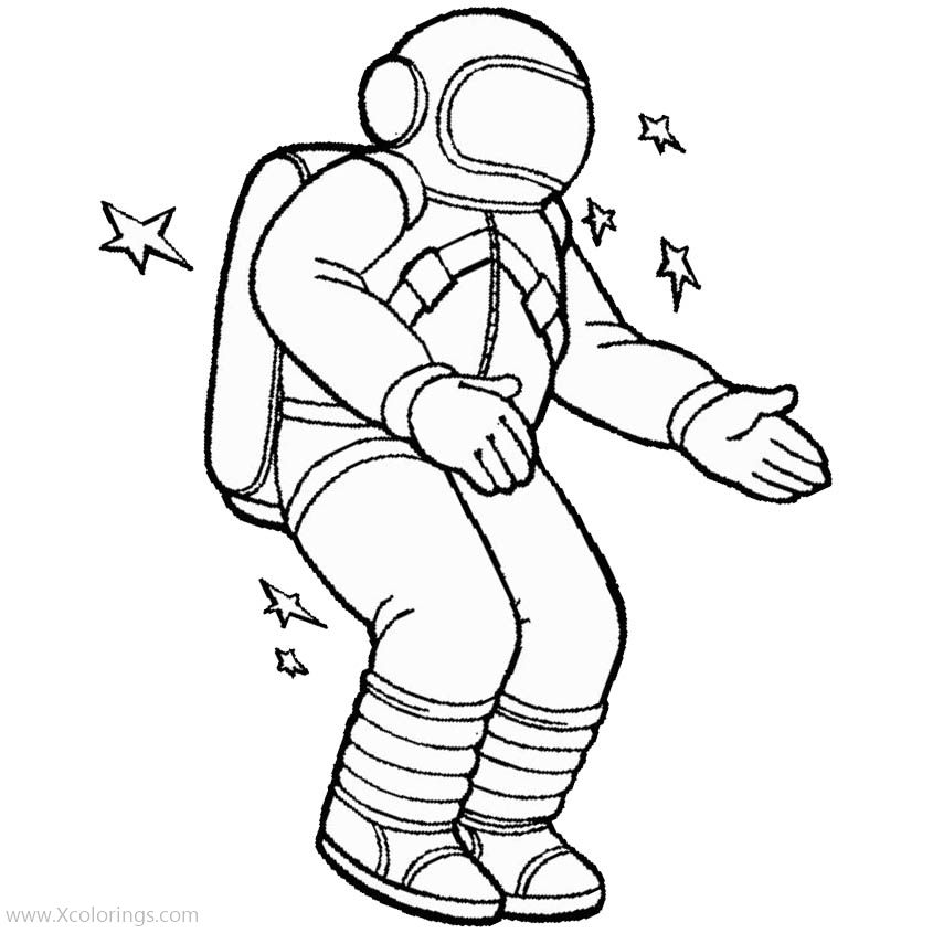 Astronaut in Space Coloring Pages - XColorings.com