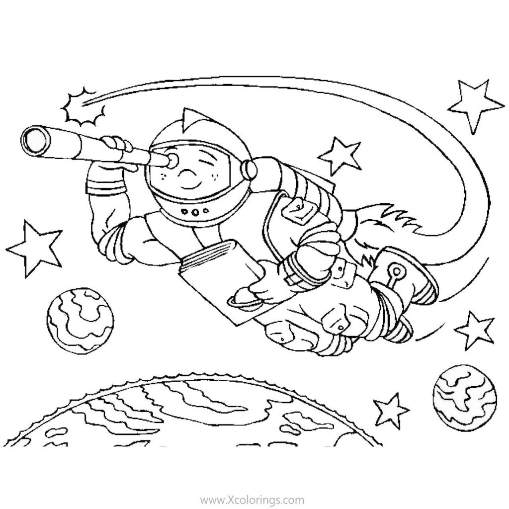 Astronaut Landed on a Planet Coloring Pages - XColorings.com