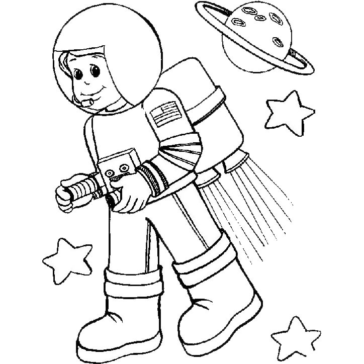 Free Astronaut is Flying Coloring Pages printable