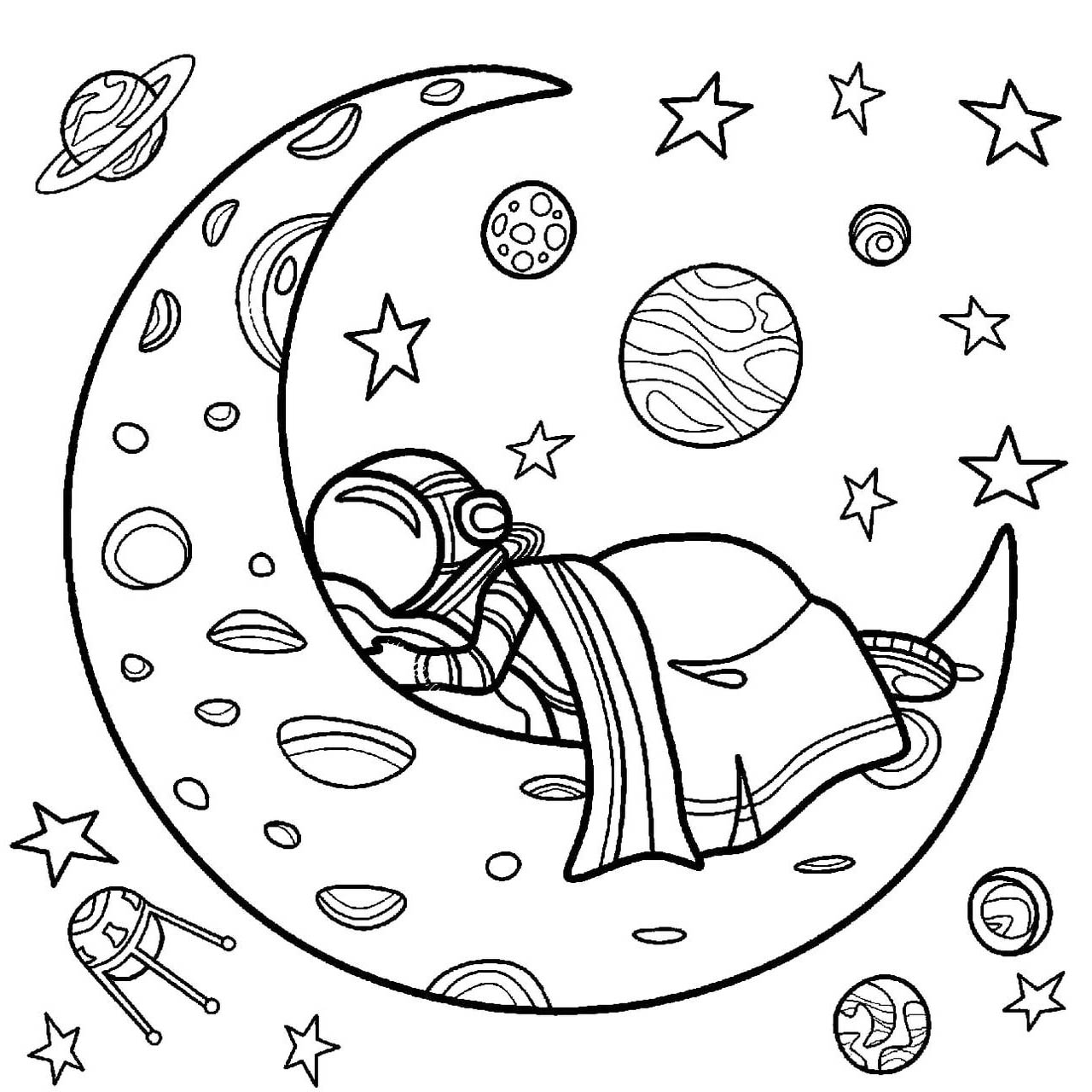 Free Astronaut on the Moon Coloring Pages Printable printable