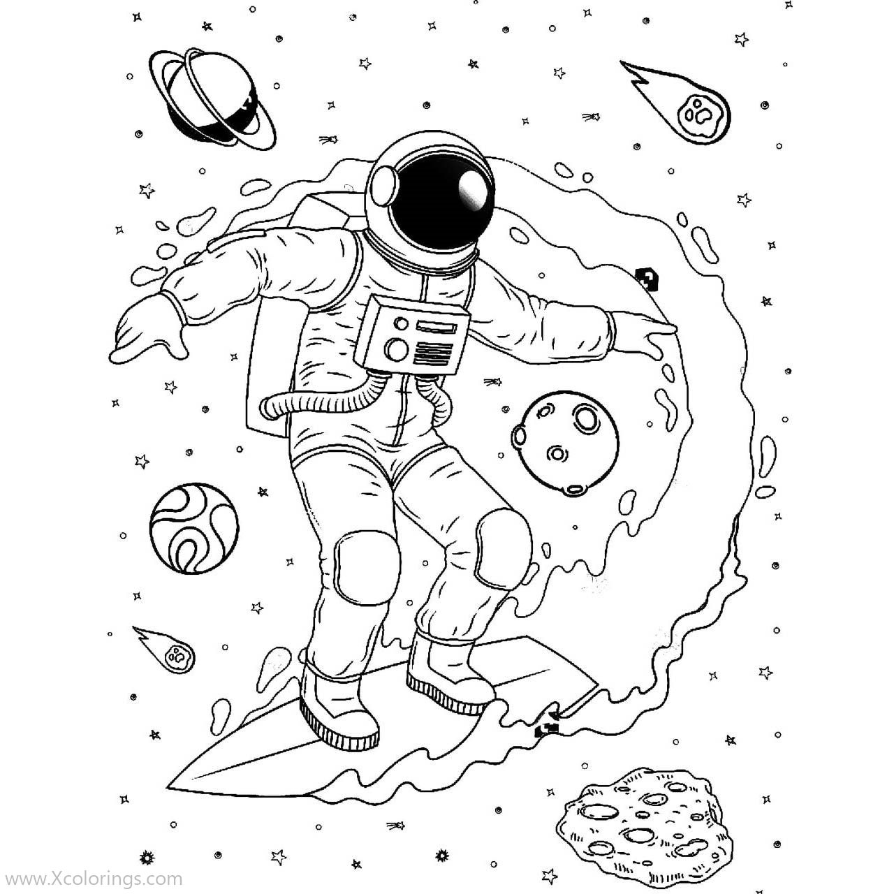 Free Astronaut with Surfboard Coloring Pages printable