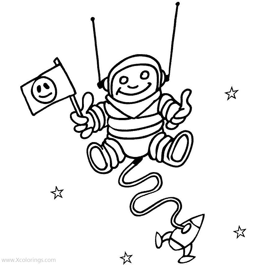 Free Astronaut with a Emoji Flag Coloring Pages printable