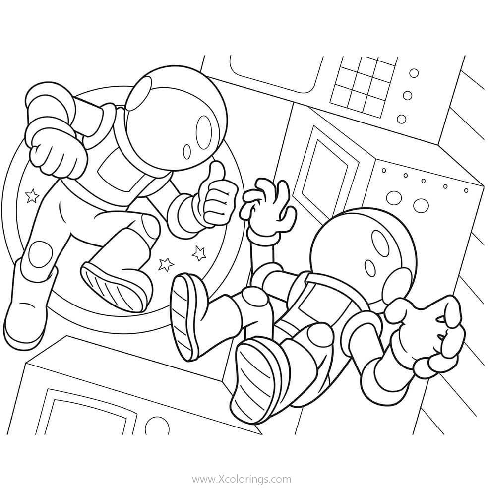 Free Astronauts On the Spaceship Coloring Pages printable