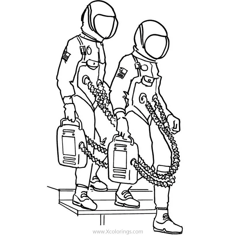 Free Astronauts Walking Down the Stairs Coloring Pages printable