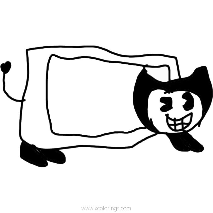 Free Bendy Nyan Cat Coloring pages printable