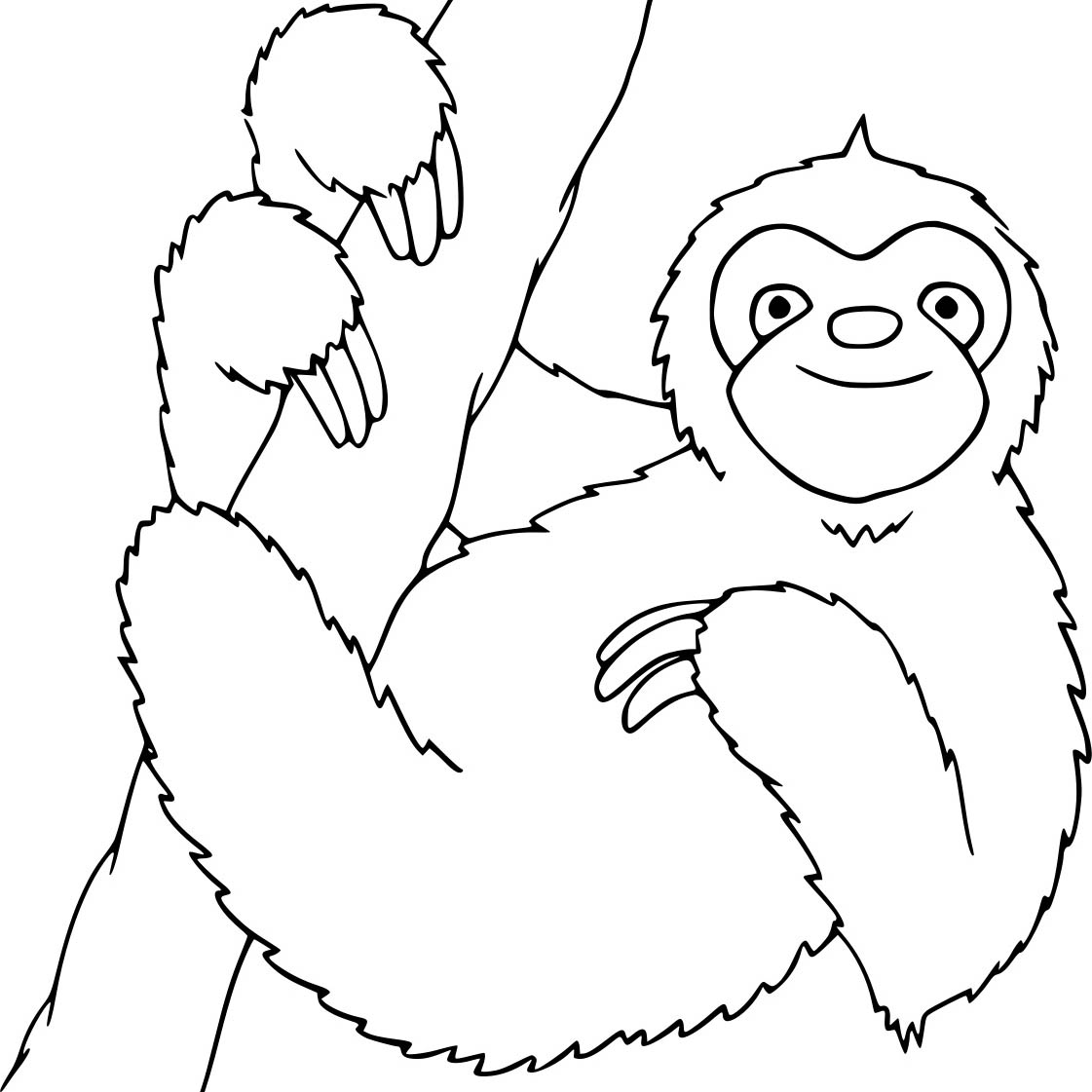 Free Cartoon Three Toed Sloth Coloring Pages printable