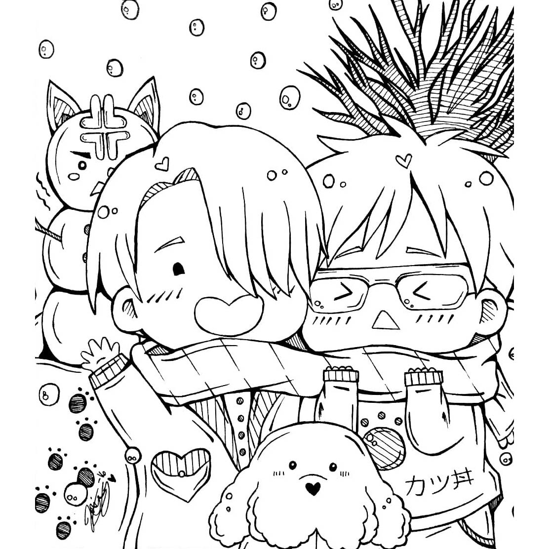 Free Chibi Characters from Yuri on Ice  Coloring Pages printable