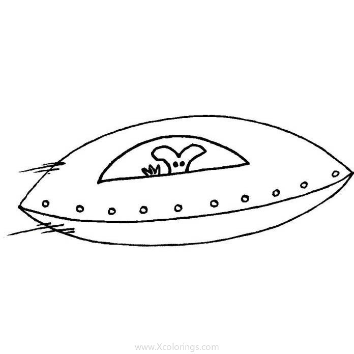 Free Cute Alien in the Spaceship Coloring Pages printable