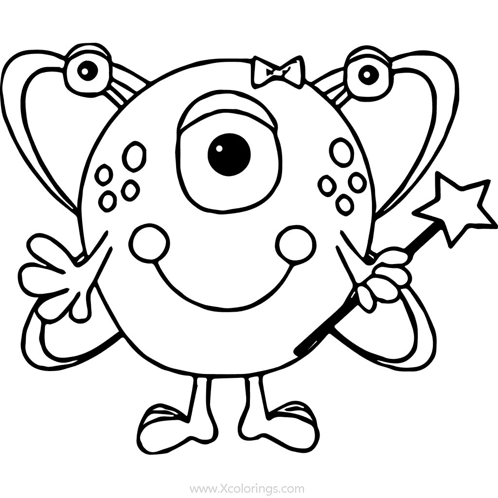 Free Cute Alien with Magic Coloring Pages printable