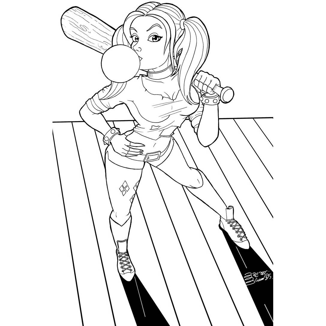 Free Cute Harley Quinn from Suicide Squad Coloring Pages printable