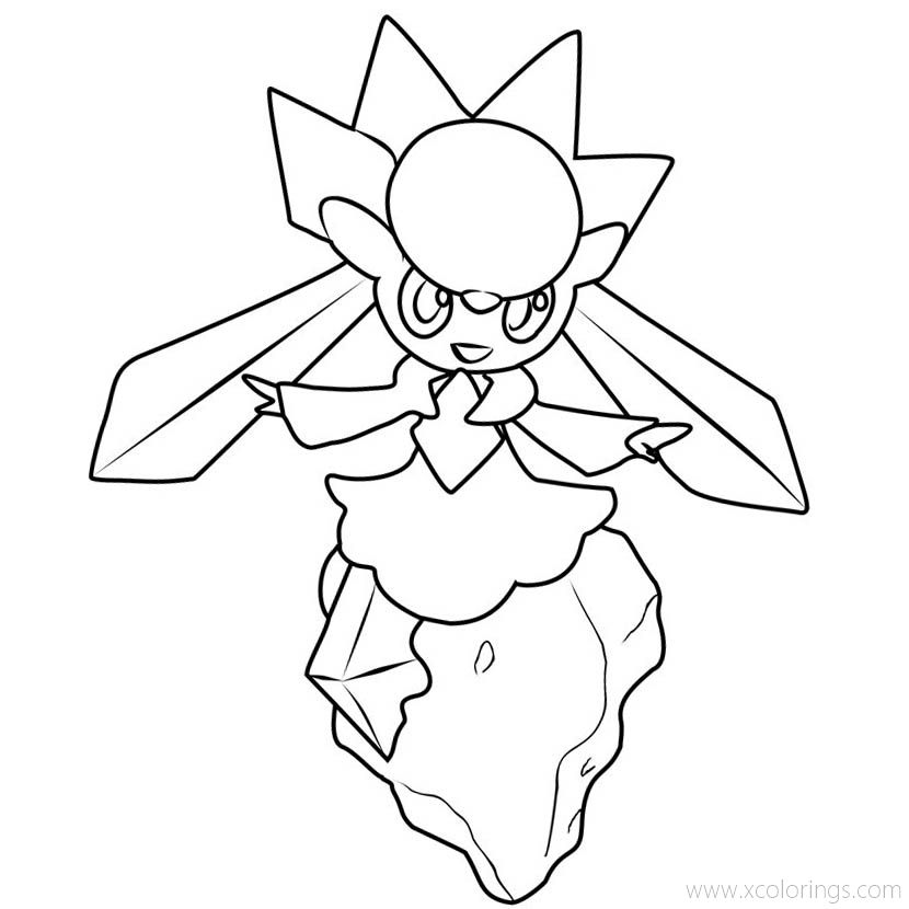 Free Diancie Pokemon Coloring Pages printable