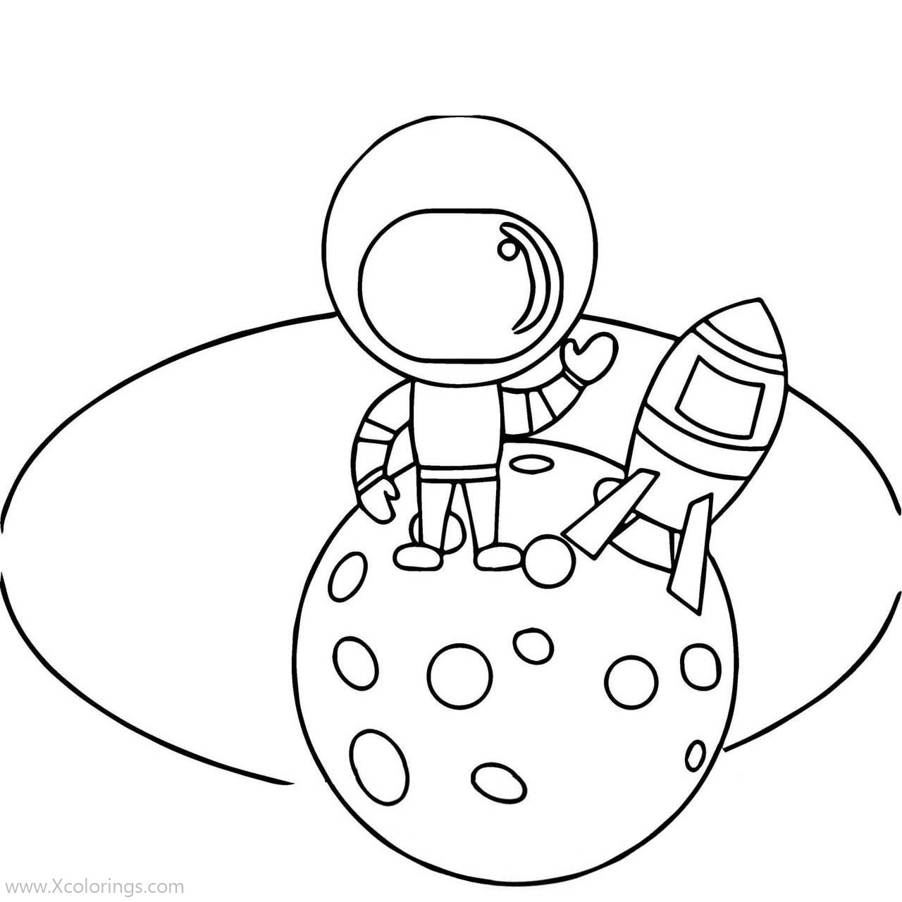 Free Easy Astronaut Coloring Pages for 6 Years Old Children printable