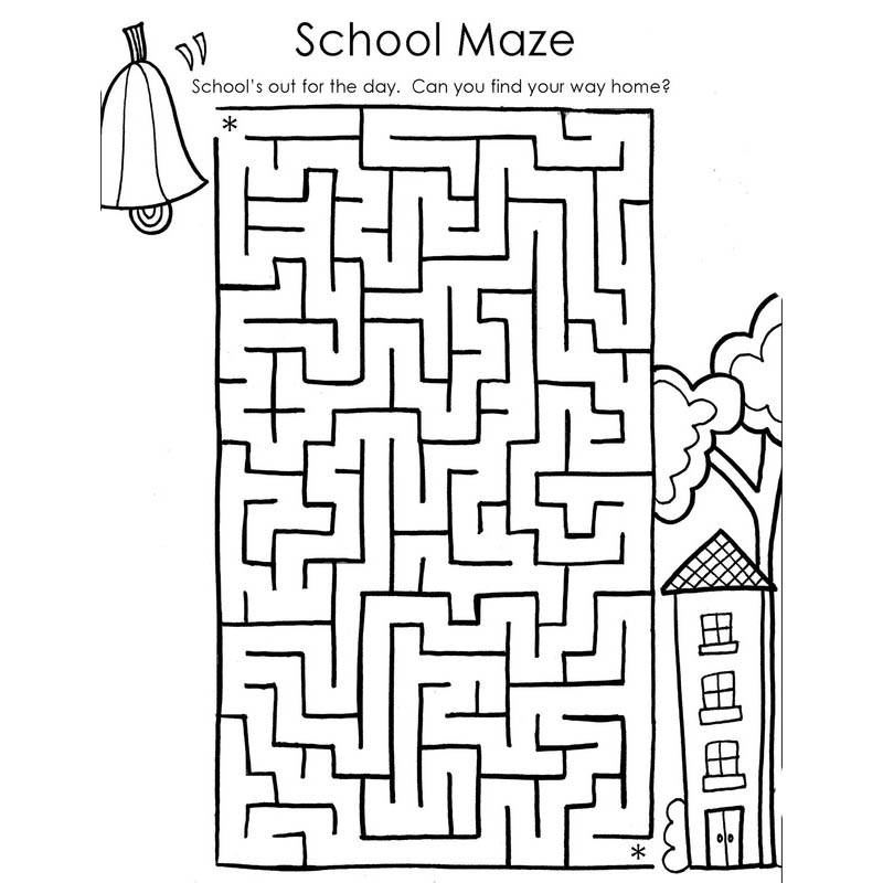 Free End of School Year Coloring Pages School Maze printable