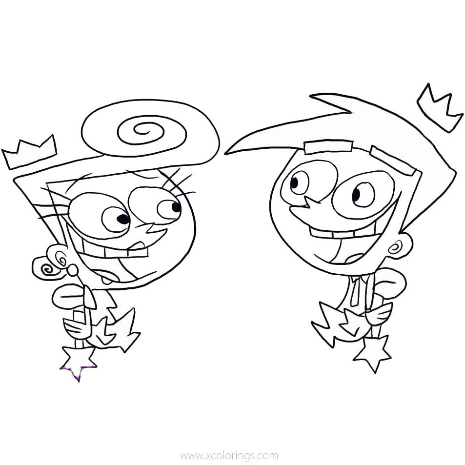Free Fairly Odd Parents Coloring Pages Fairies Cosmo and Wanda printable