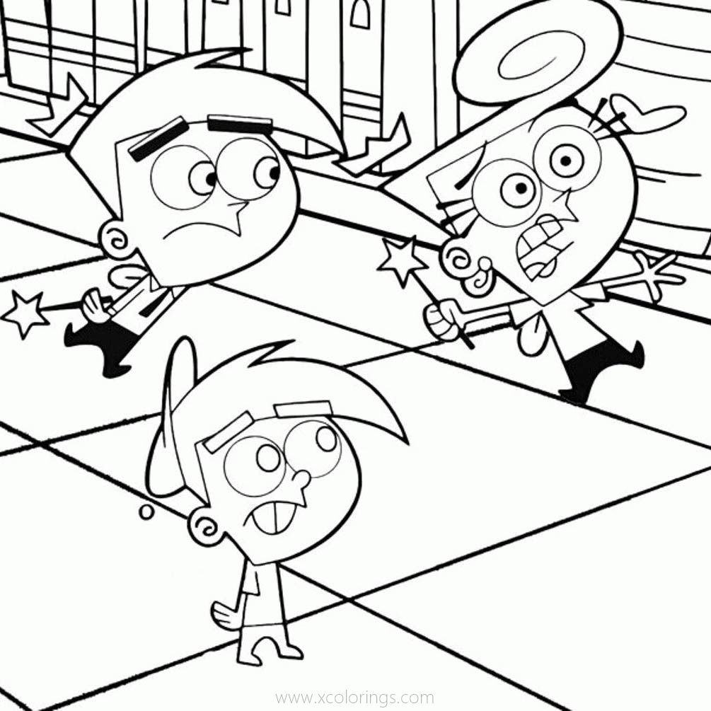 Free Fairly Odd Parents Coloring Pages Jimmy Wanda And Cosmo printable