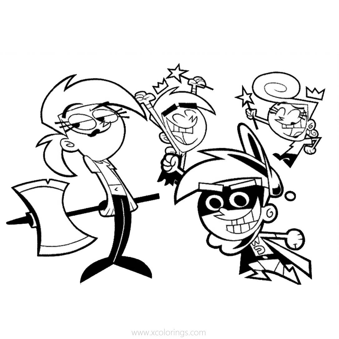Free Fairly Odd Parents Coloring Pages Wanda Cosmo Jimmy and Timmy printable