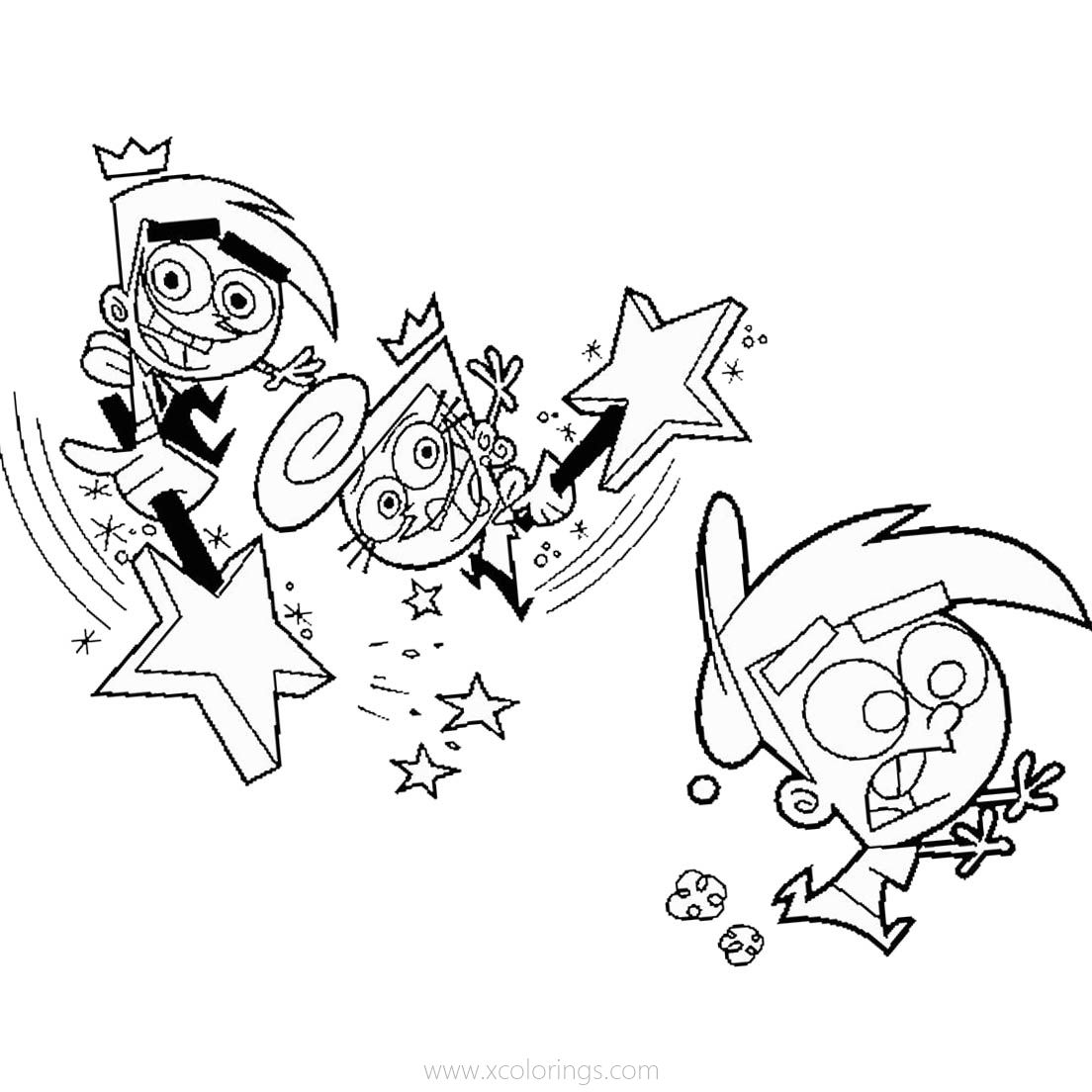 Free Fairly Odd Parents Cosmo Wanda and Jimmy Coloring Pages printable
