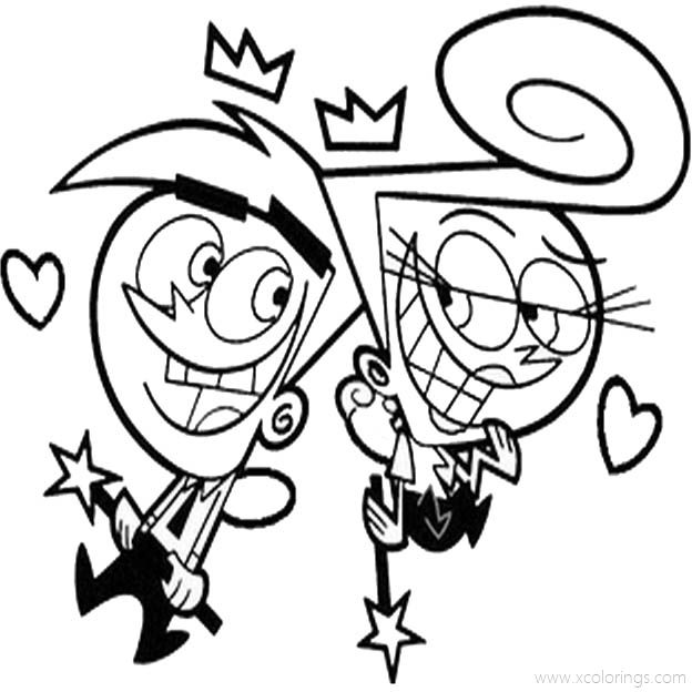 Free Fairly OddParents Coloring Pages Wanda and Cosmo are Godparents of Jimmy printable