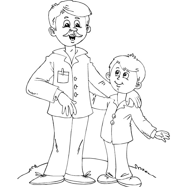 Free Father's Day Boy and His Father Coloring Pages printable