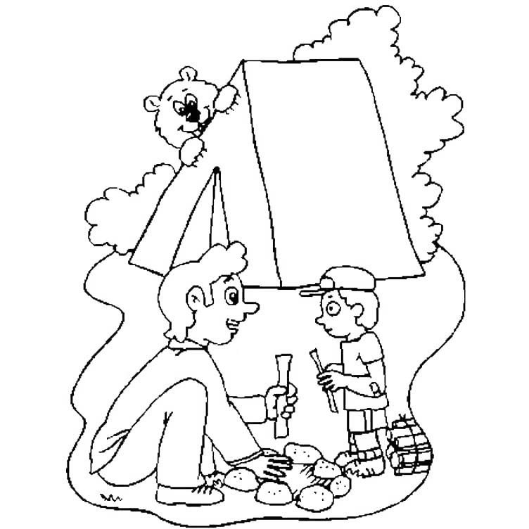 Free Father's Day Camping Coloring Pages printable