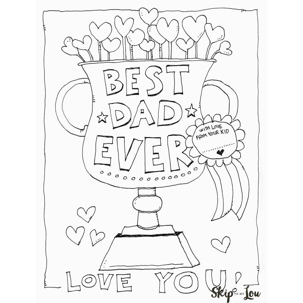 Free Father's Day Card Coloring Pages Best Dad Ever printable