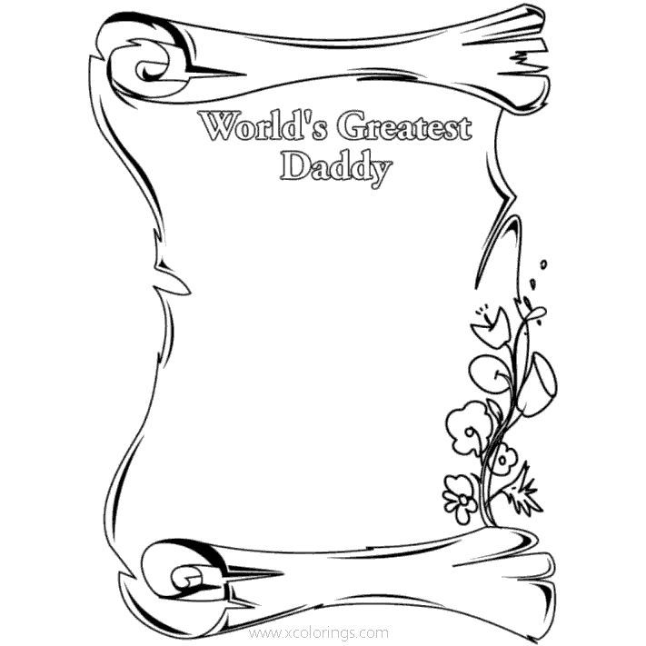 Free Father's Day Card Coloring Pages Worlds Greatest Daddy Template printable