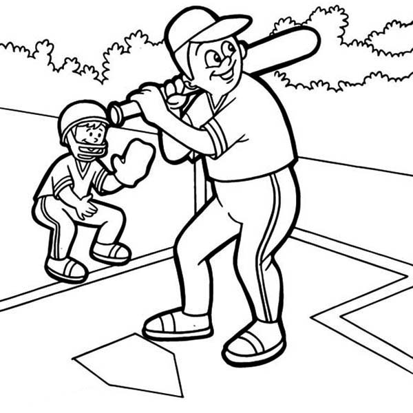 Free Father's Day Coloring Pages Boy Playing Baseball with Dad printable