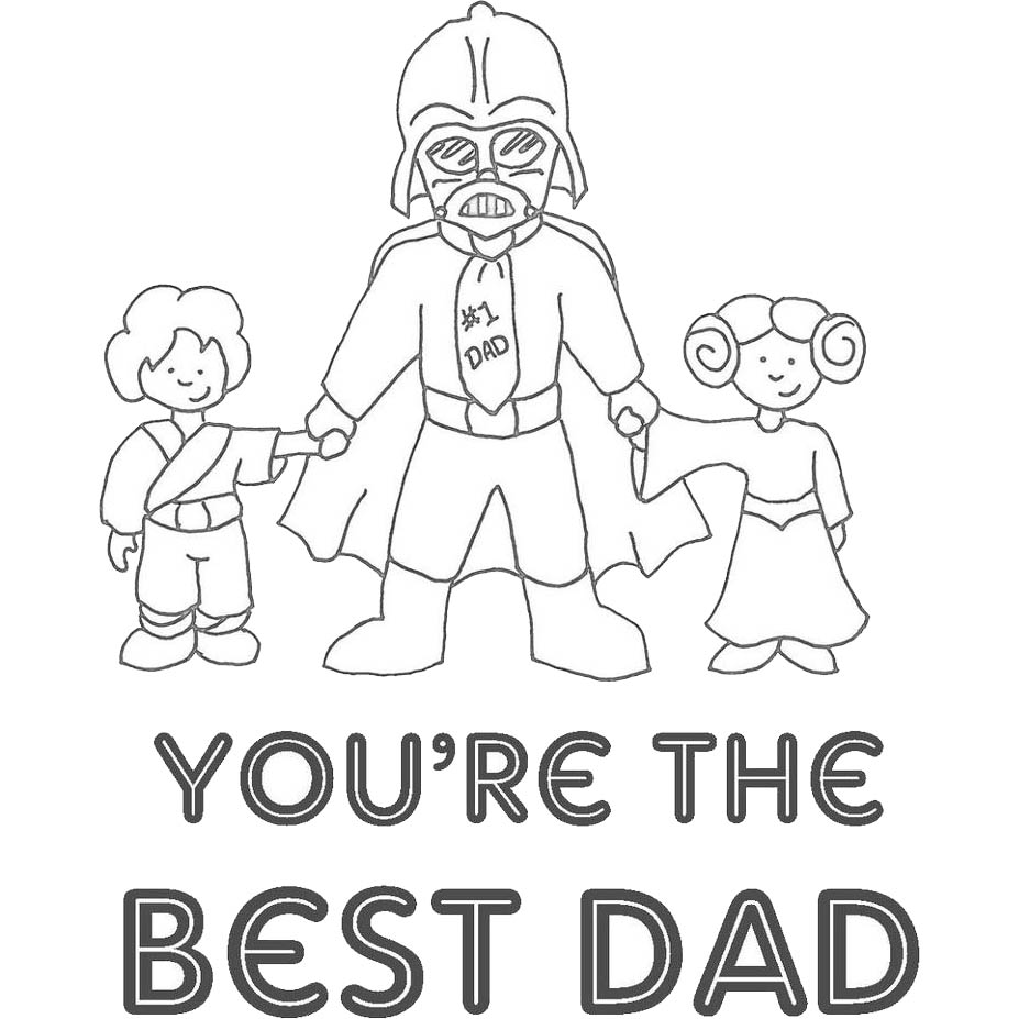 Free Father's Day Coloring Pages Darth Vader with Children printable
