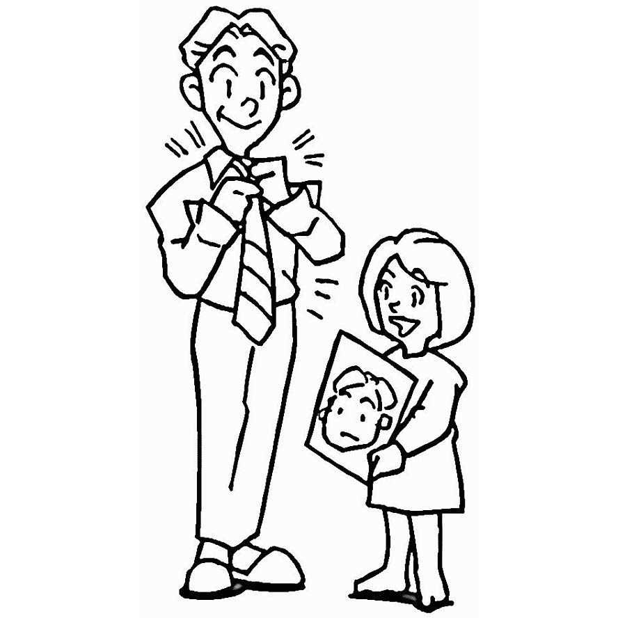 Free Father's Day Coloring Pages Girl and Dad printable