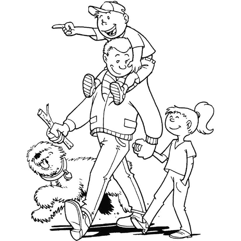 Free Father's Day Coloring Pages Hiking with Dad printable