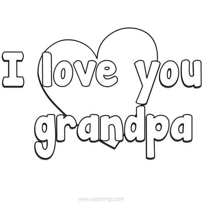 Free Father's Day Coloring Pages I Love You Grandpa printable