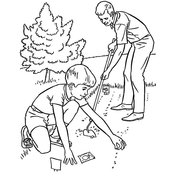 Free Father's Day Coloring Pages Seeding with Dad printable