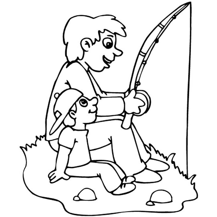 Free Father's Day Fishing Coloring Pages printable