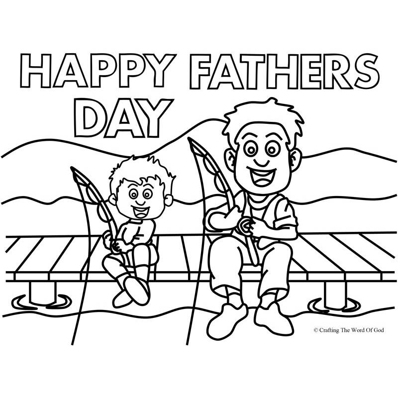 Free Father's Day Fishing with Dad Coloring Pages printable