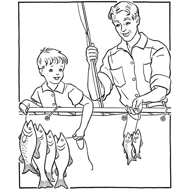 Free Father's Day Fun Coloring Pages Fishing with Dad printable