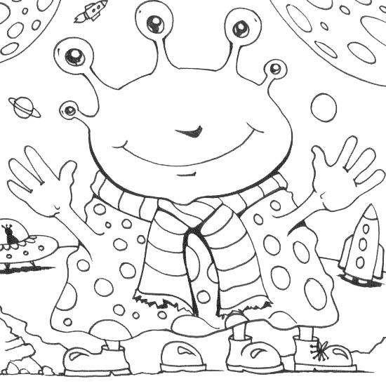 Free Five Eyes Alien Coloring Pages printable