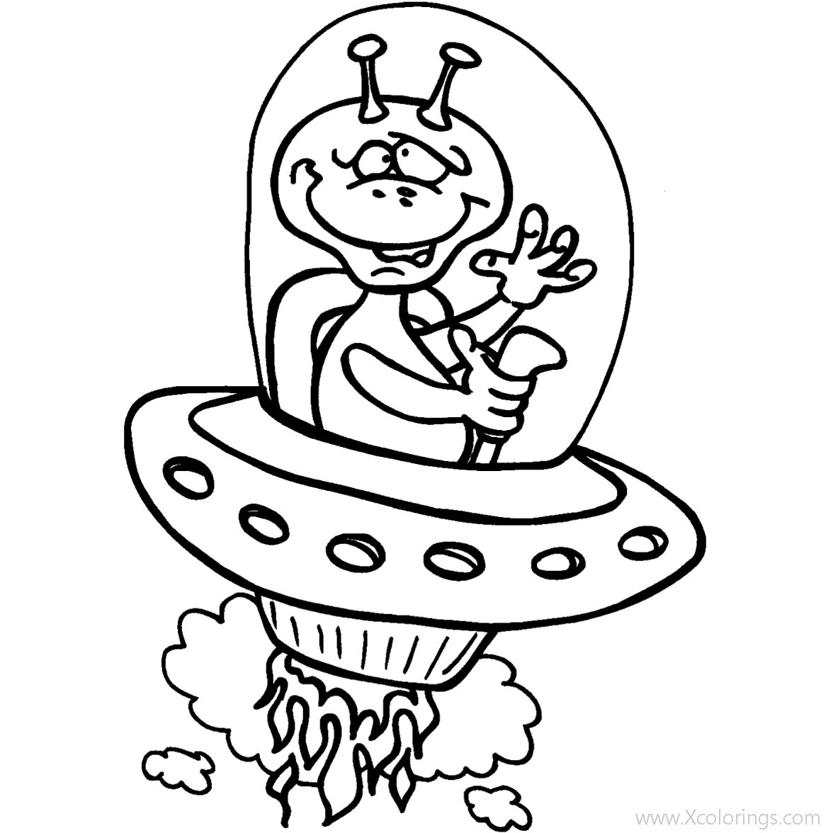 Free Flying Alien Coloring Pages printable