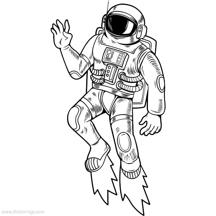 Free Flying Astronaut Coloring Pages printable