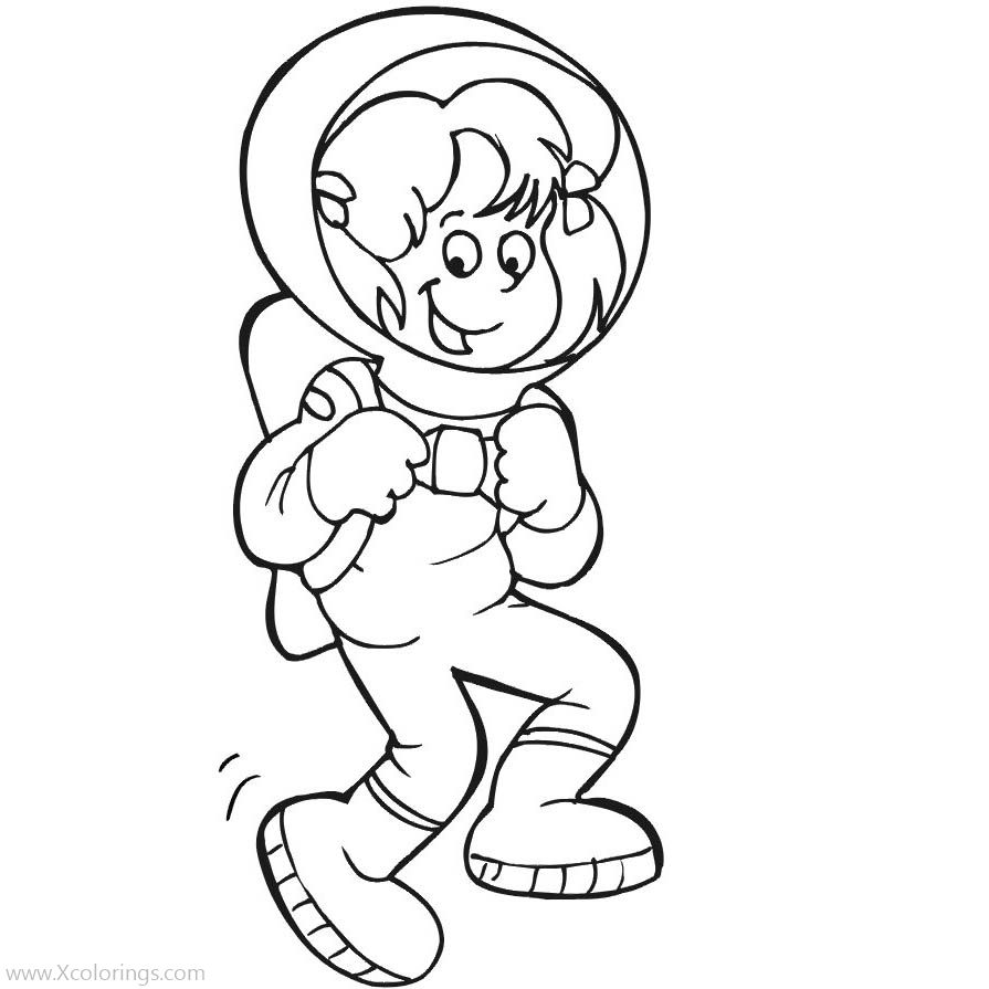 Free Girl Astronaut Coloring Pages printable